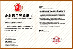 AAA企业信用品级证书